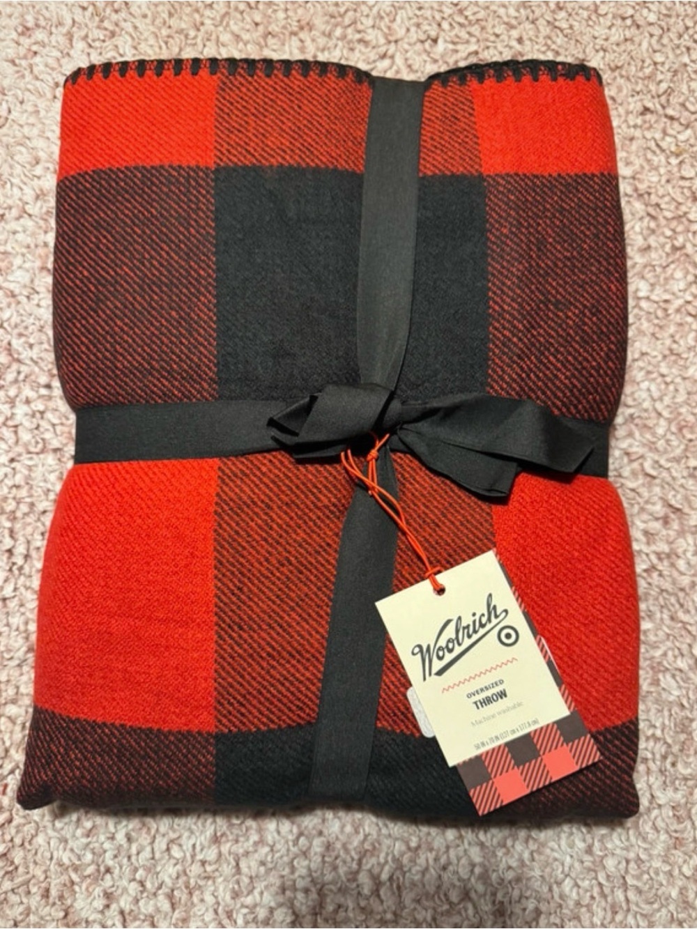 Woolrich Red and Black Buffalo Plaid Oversized Throw